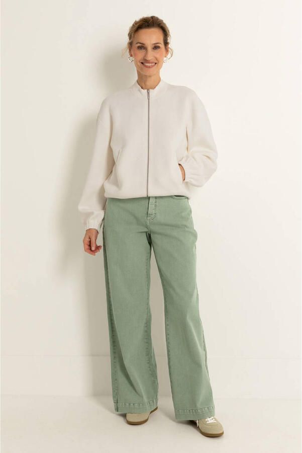 Claudia Sträter high waist wide leg jeans groen - Foto 3