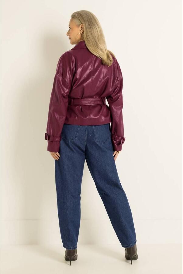 Claudia Sträter imitatieleren trenchcoat donkerrood - Foto 3