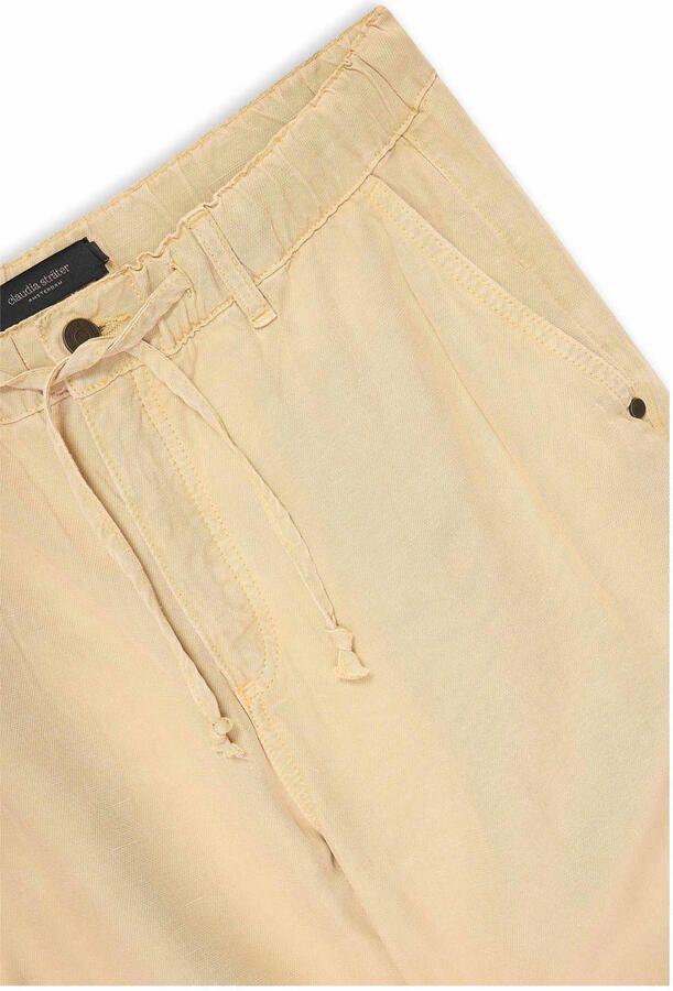 Claudia Sträter linnen slim high waist casual broek zand