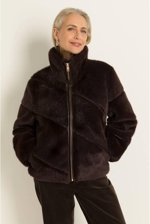 Claudia Sträter Maura by Claudia Strater winter faux fur jas donkerbruin