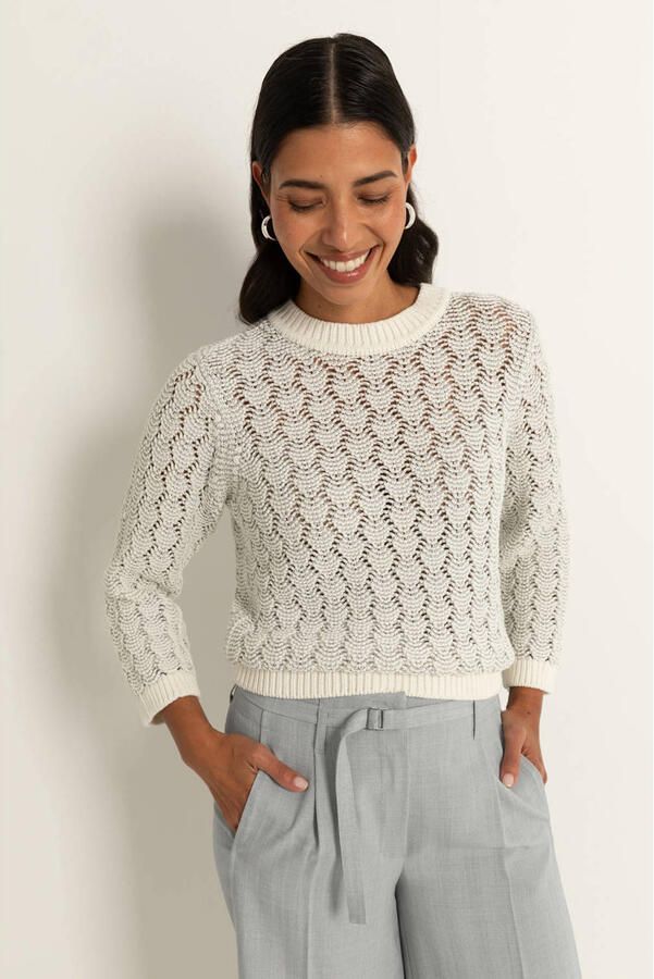 Claudia Sträter pullover ecru grof gebreid