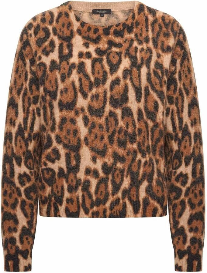 Claudia Sträter pullover met wol bruin gebreid