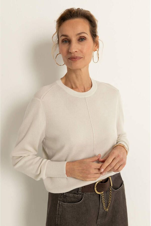 Claudia Sträter pullover met wol ecru