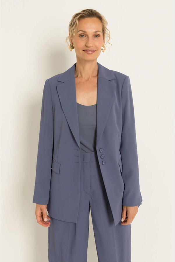 Claudia Sträter regular fit blazer grijsblauw