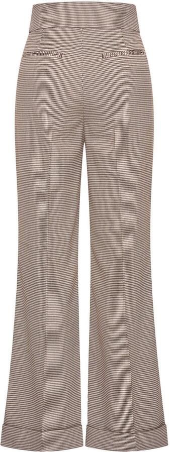 Claudia Sträter regular fit geruite flared broek bruin - Foto 2