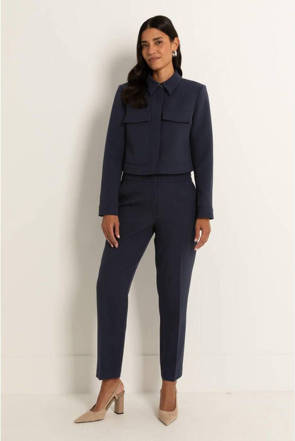 Claudia Sträter straight high waist pantalon donkerblauw
