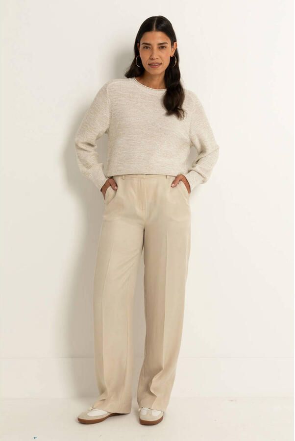 Claudia Sträter straight regular waist broek beige