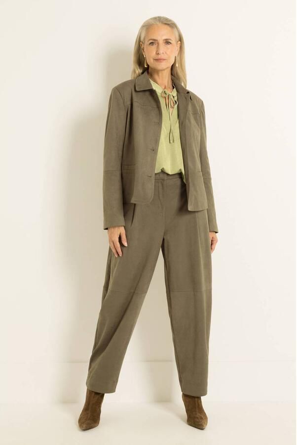 Claudia Sträter suède barrel broek kaki