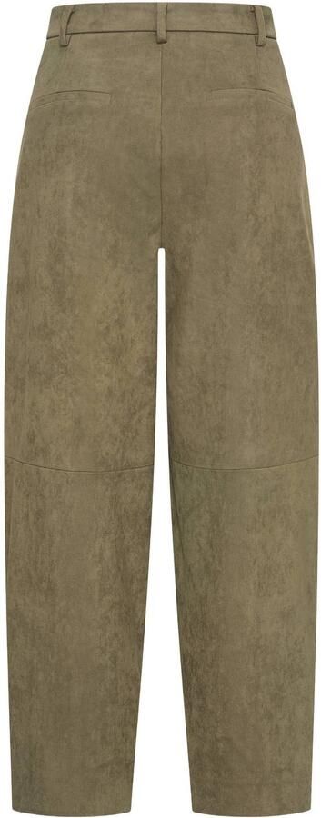 Claudia Sträter suède barrel broek kaki - Foto 3