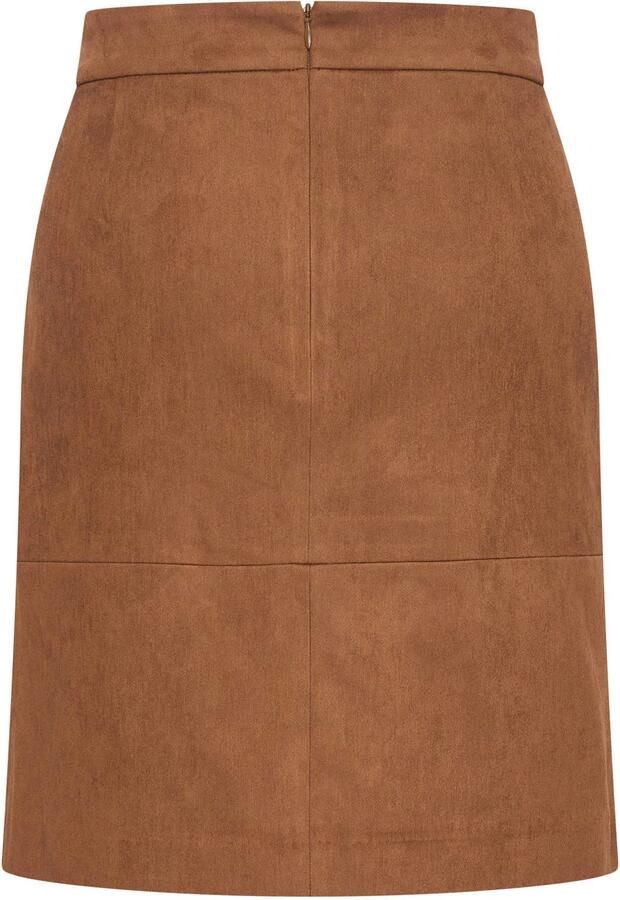Claudia Sträter suede korte rok cognac - Foto 3