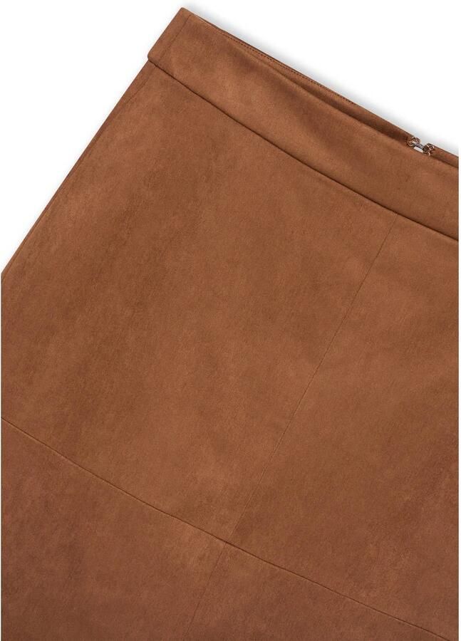 Claudia Sträter suede korte rok cognac - Foto 2