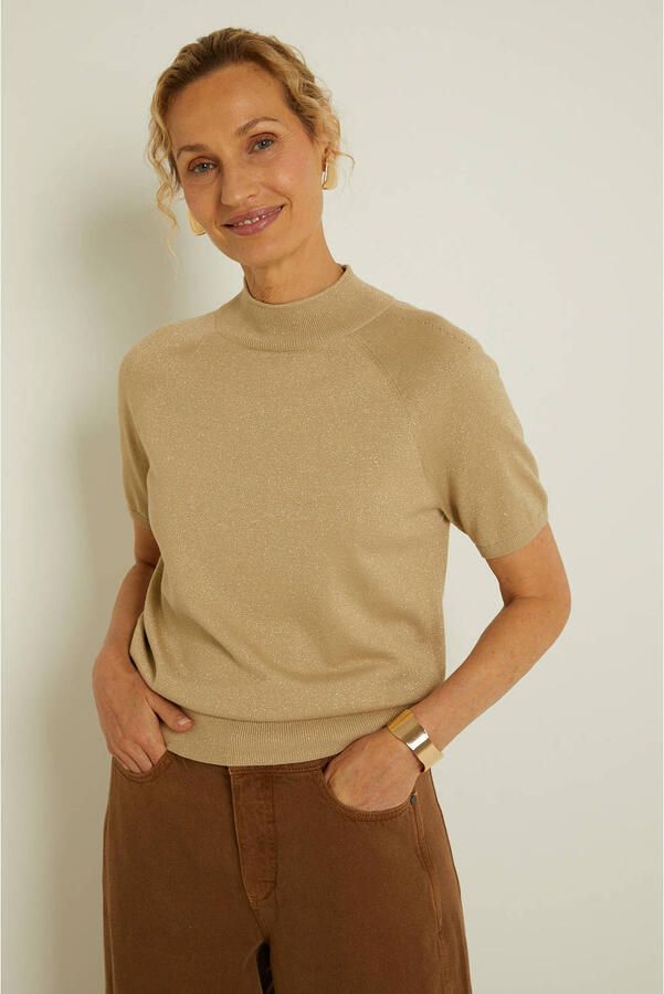 Claudia Sträter top met glitters beige