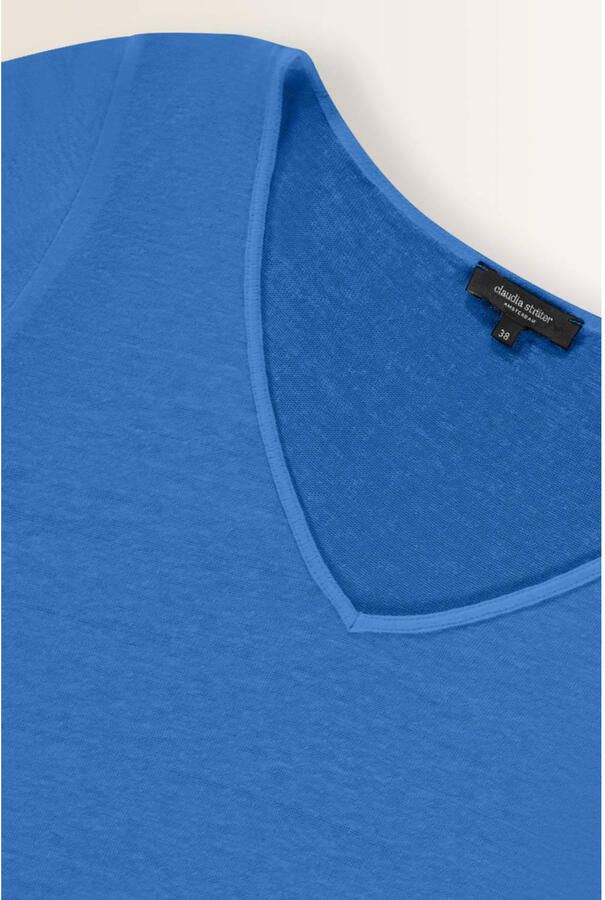 Claudia Sträter top met linnen blauw