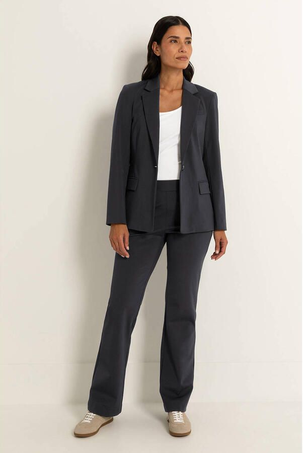 Claudia Sträter travelstof flared high waist flared broek zwart