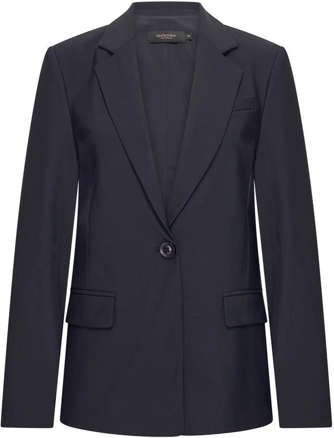 Claudia Sträter travelstof regular blazer donkerblauw