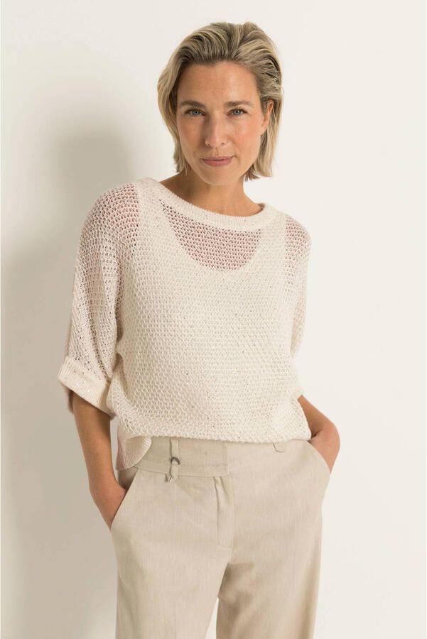 Claudia Sträter trui crème gebreid - Foto 2