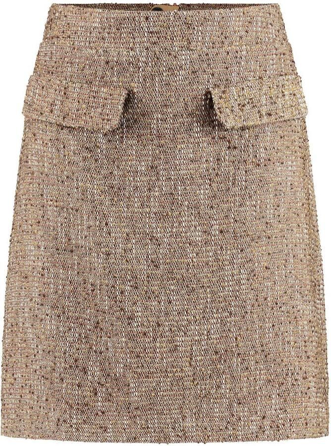 Claudia Sträter tweed korte rok gebreid beige