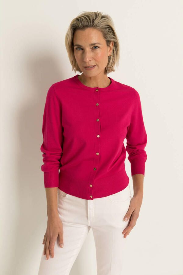 Claudia Sträter vest fijn gebreid fuchsia