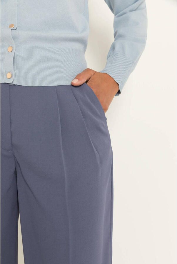 Claudia Sträter wide leg broek met plooien grijsblauw