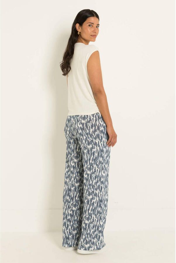 Claudia Sträter wide leg broek met print grijsblauw - Foto 3