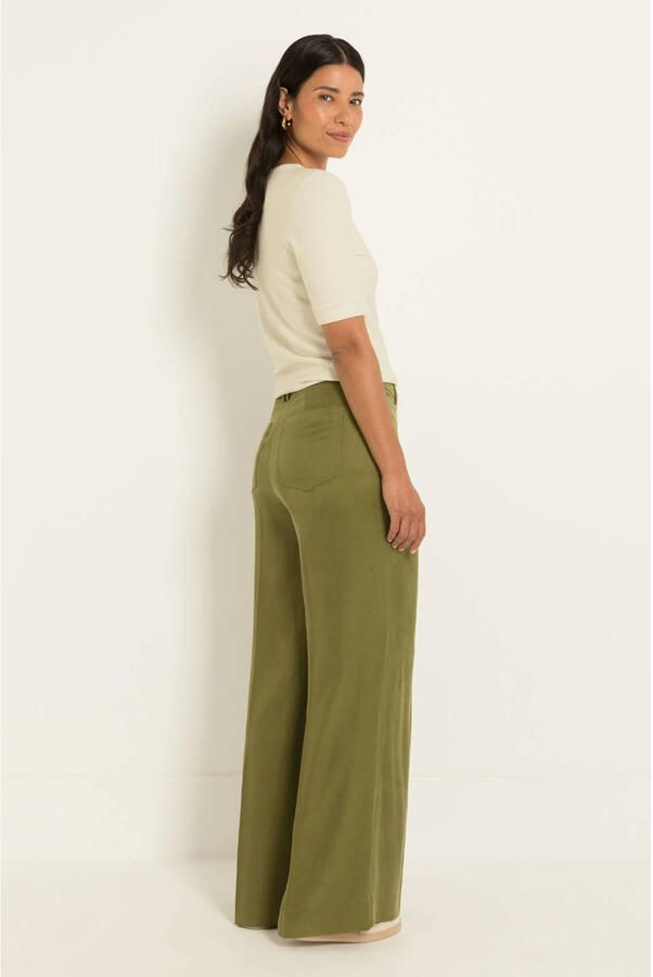 Claudia Sträter wide leg broek olijfgroen - Foto 2