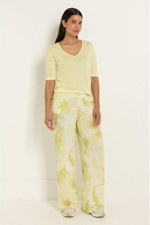 Claudia Sträter wide leg casual broek limegroen