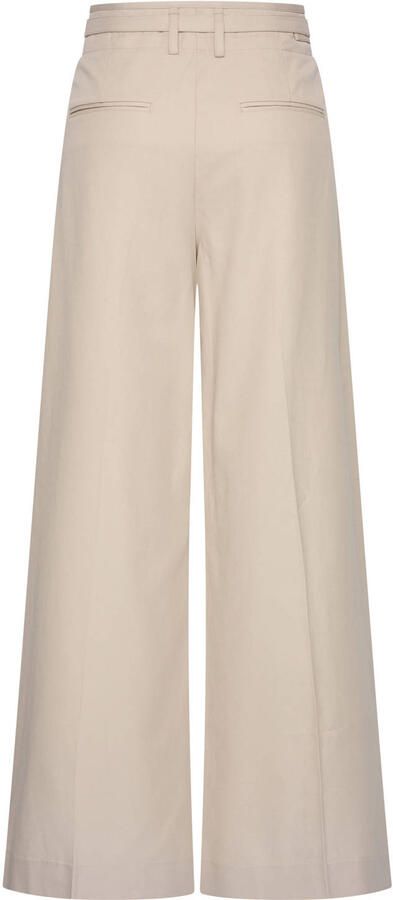 Claudia Sträter wide leg fit broek met ceintuur beige - Foto 3