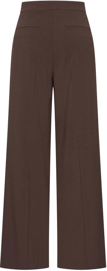 Claudia Sträter wide leg high waist broek donkerbruin - Foto 3