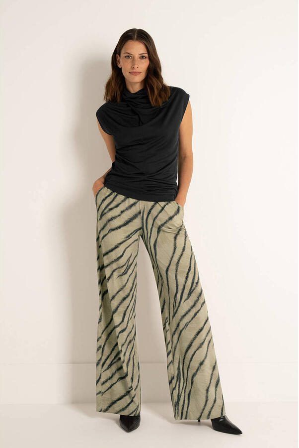 Claudia Sträter wide leg high waist casual broek camel - Foto 1
