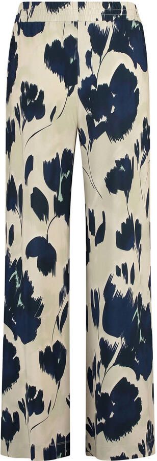 Claudia Sträter wide leg high waist gebloemde casual broek donkerblauw - Foto 3