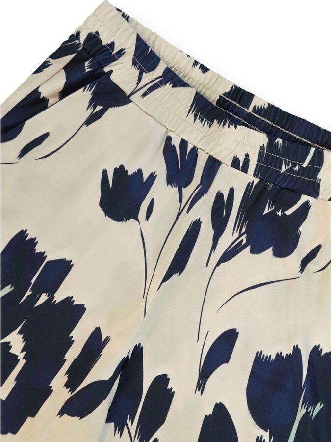 Claudia Sträter wide leg high waist gebloemde casual broek donkerblauw - Foto 2