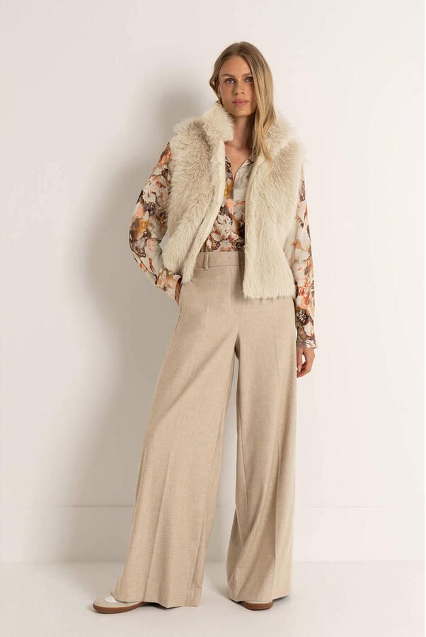 Claudia Sträter wide leg high waist pantalon beige