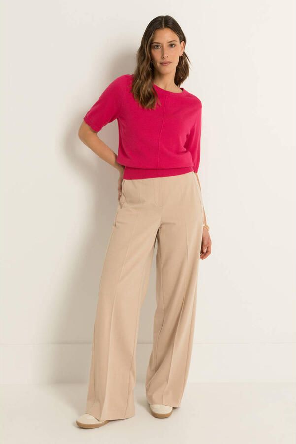 Claudia Sträter wide leg regular waist broek beige