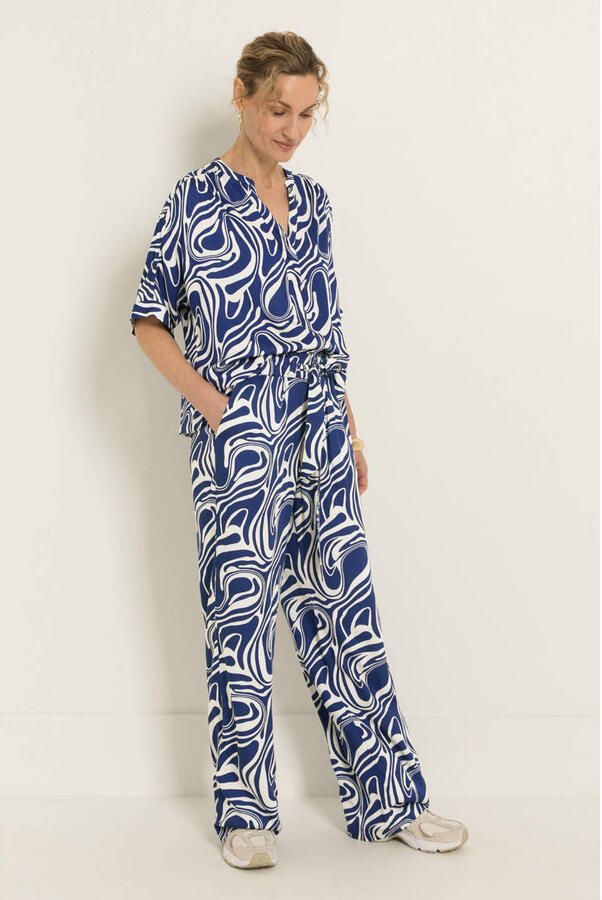 Claudia Sträter wide leg regular waist broek blauw