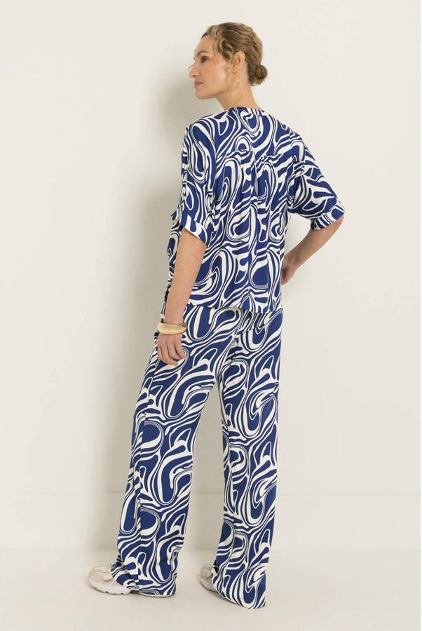 Claudia Sträter wide leg regular waist broek blauw - Foto 3