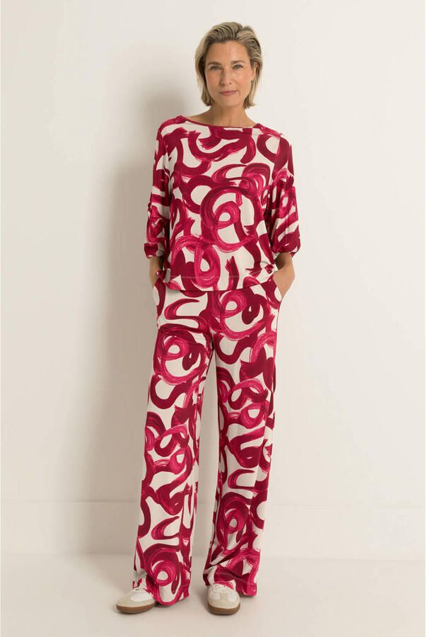 Claudia Sträter wide leg regular waist broek donkerrood