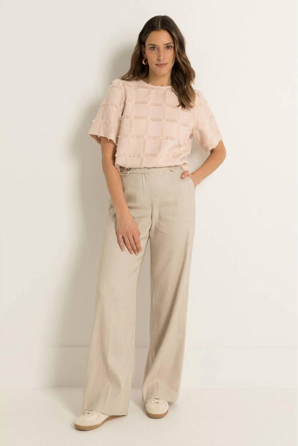 Claudia Sträter wide leg regular waist broek ecru