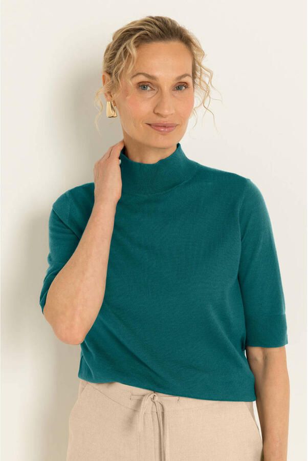Claudia Sträter wollen gebreide trui blauw