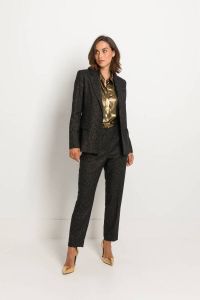 Claudia Sträter cropped tapered fit pantalon met wol zwart