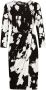 Claudia Sträter jurk met all over print en plooien zwart wit - Thumbnail 4