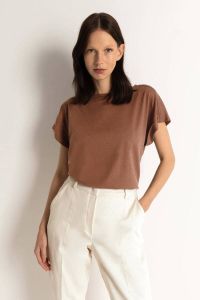 Claudia Sträter T-shirt met lyocell bruin