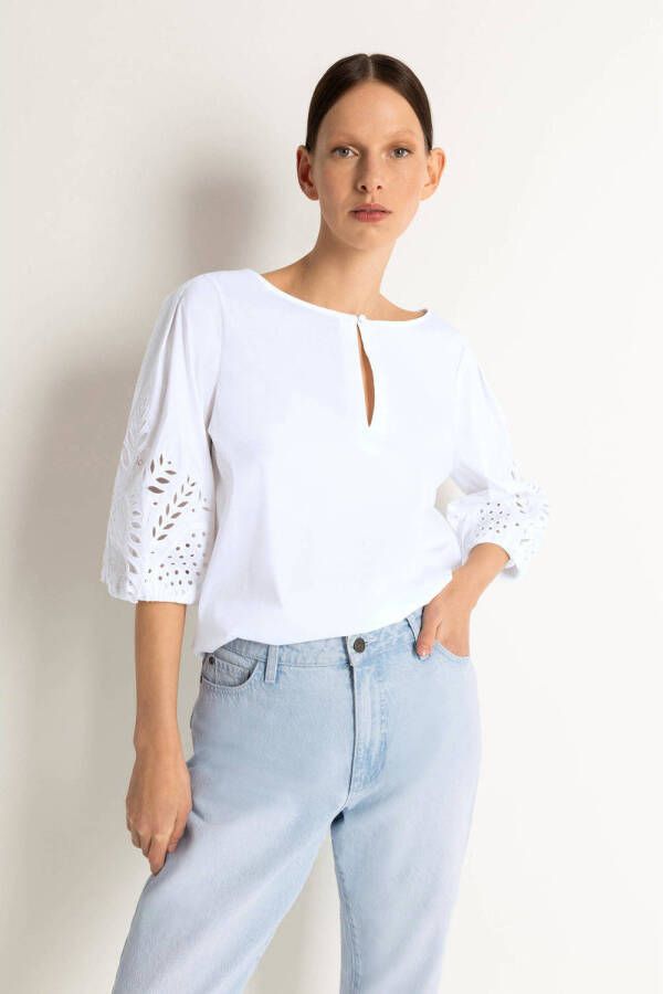 Claudia Sträter Blouse Met Broderie Wit