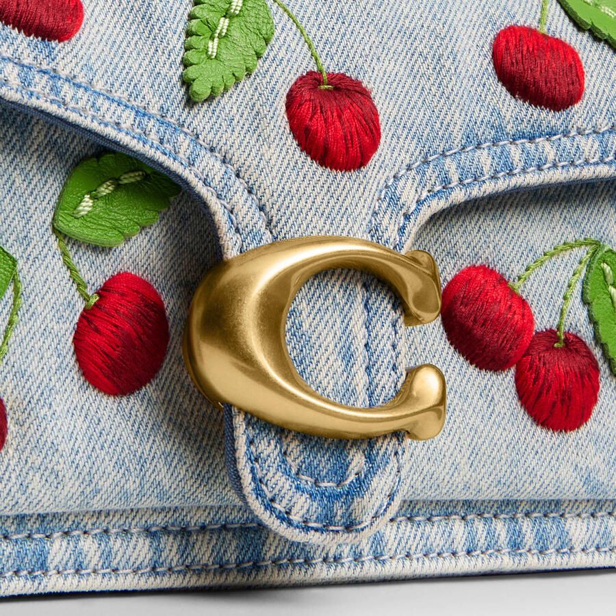 Coach denim schoudertas Tabby 20 Cherry blauw - Foto 2