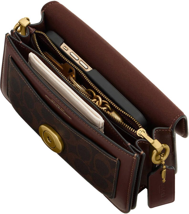 Coach leren schoudertas Tabby 20 met logoprint donkerbruin