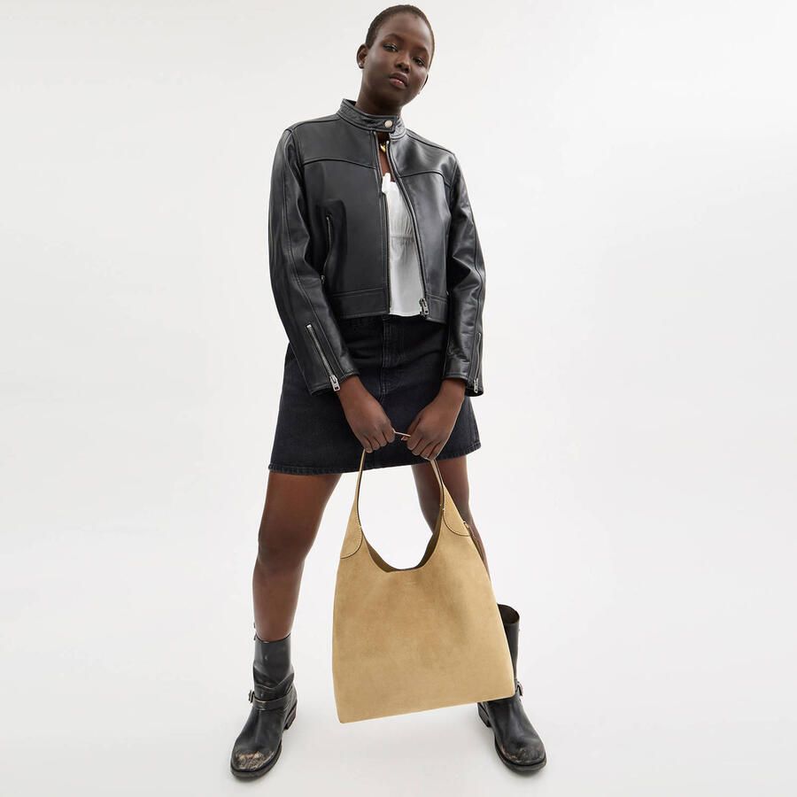 Coach suède schoudertas Brooklyn 39 zand