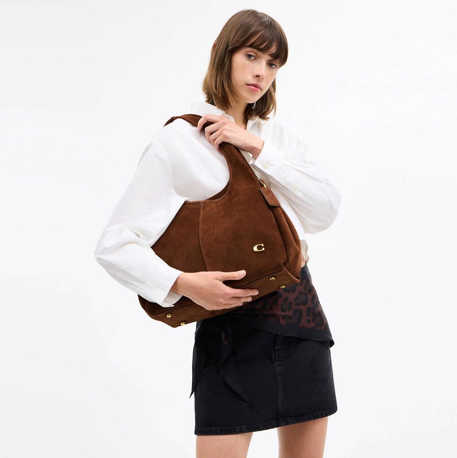 Coach suède schoudertas Lana cognac - Foto 2