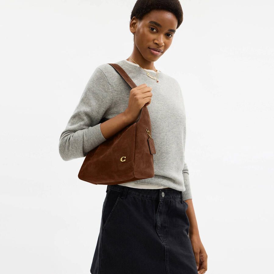 Coach suède schoudertas Lola cognac - Foto 2