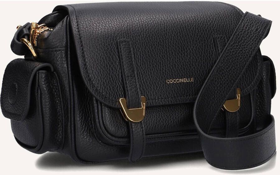 Coccinelle Zwarte leren schoudertas met gespdetail Black Dames - Foto 3