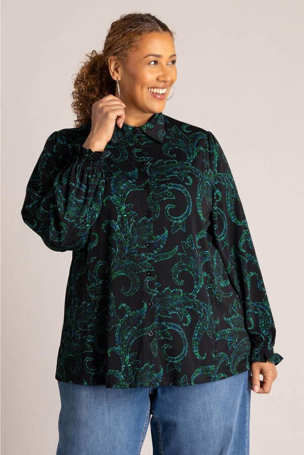 Colletta blouse Plus Size met print groen
