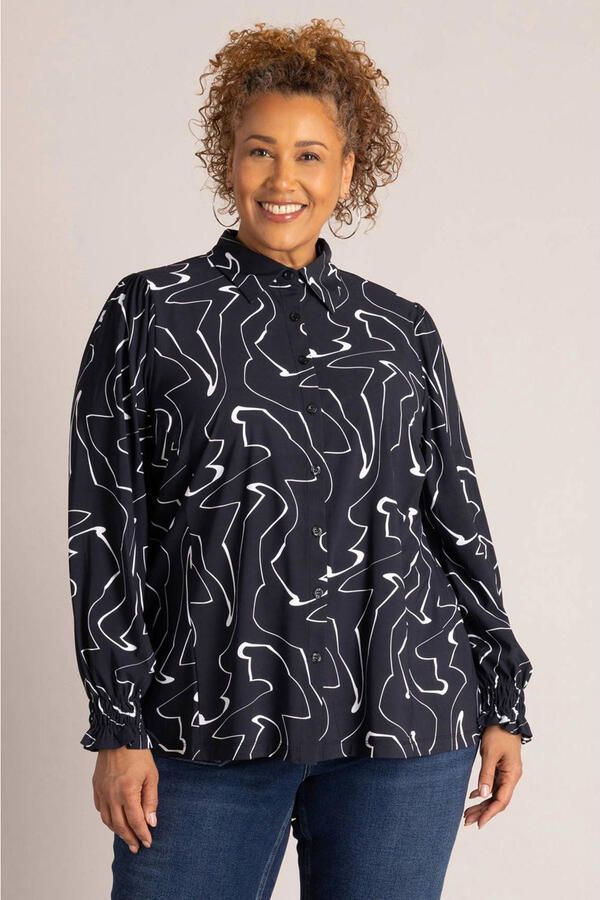 Colletta blouse Plus Size met print zwart